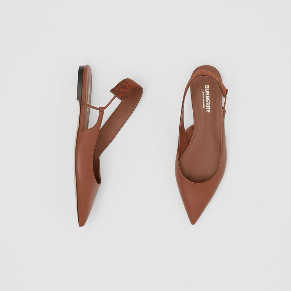 Burberry Maria Slingback Pointed-toe Flats in Tan